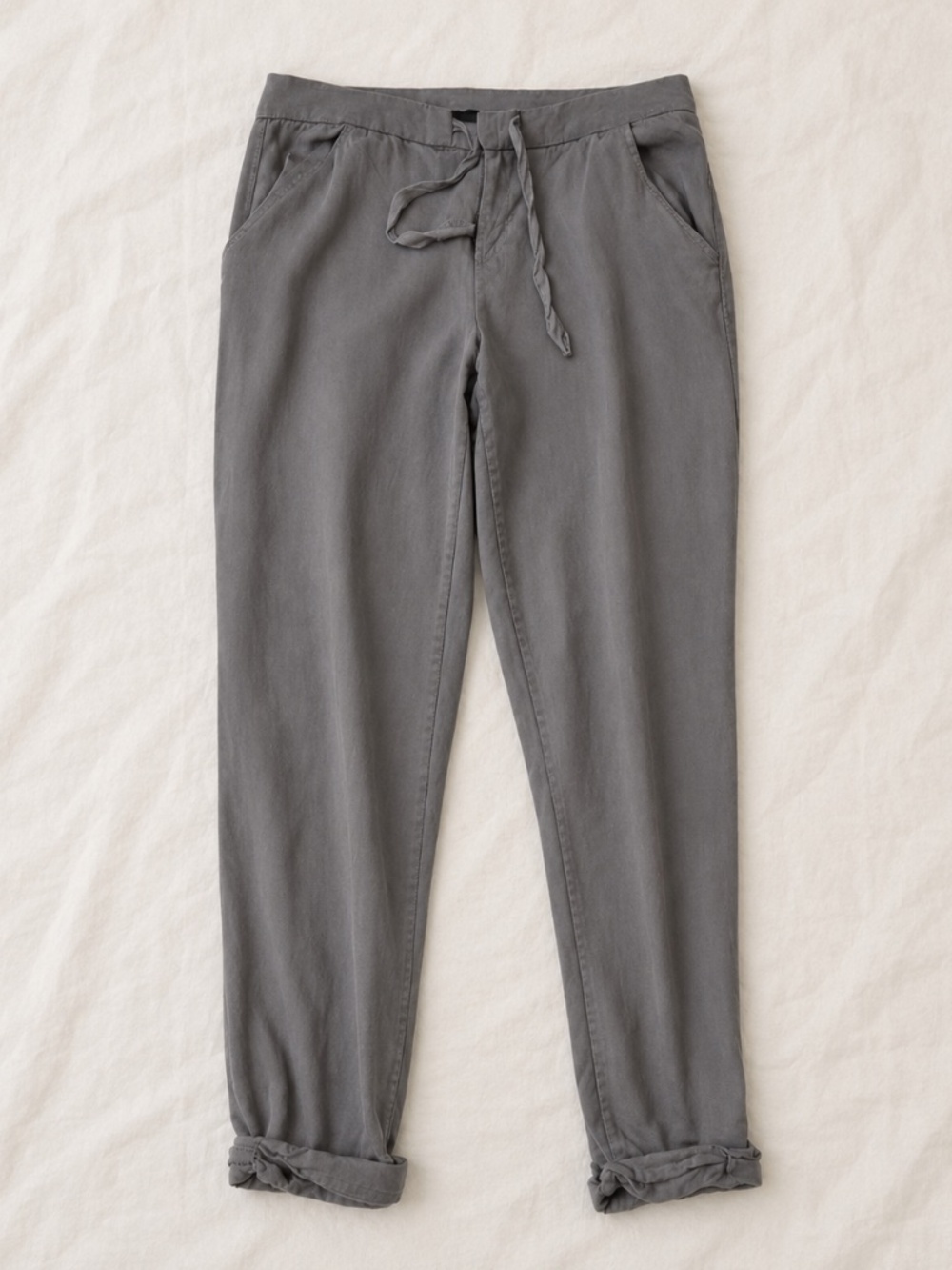 Soft Grey Drawstring Trousers